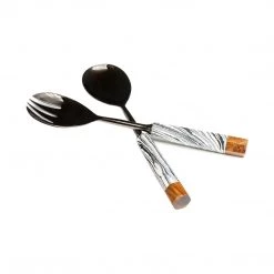 Be Home Zebra Marble & Wood Onyx Serving Set Servingware + Utensils